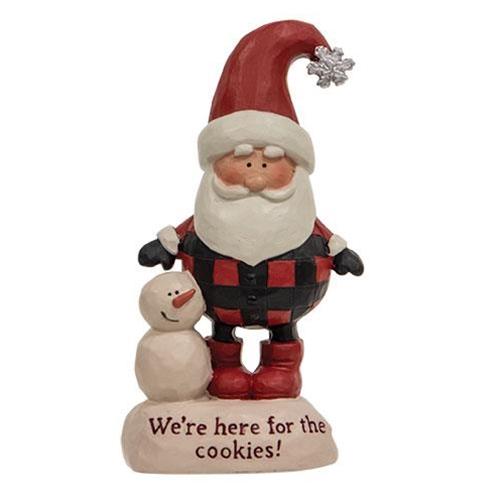 We're Here For the Cookies Resin Santa w/Snowman