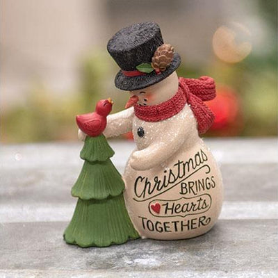 Christmas Brings Hearts Together Resin Snowman