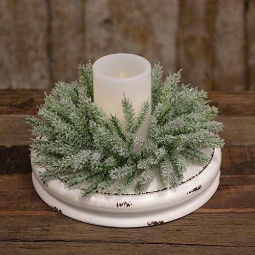 White Distressed Double Candle Plate, 10" - The Fox Decor