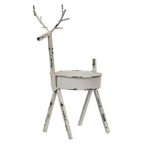 White Distressed Deer Candle Holder, 12" x 8.5" Christmas Decor - The Fox Decor