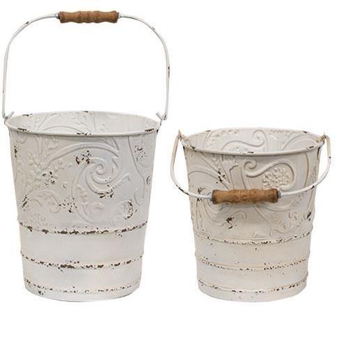 2/Set, Shabby Chic Ornate Buckets - The Fox Decor