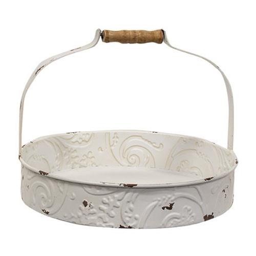 Shabby Chic Ornate Metal Tray With Handle