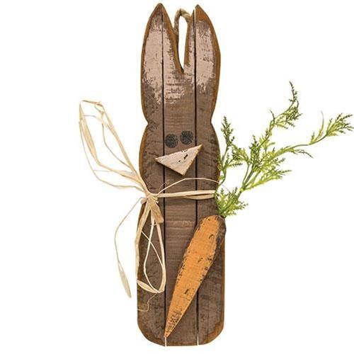 Skinny Lath Bunny With Carrot, Chocolate - The Fox Decor