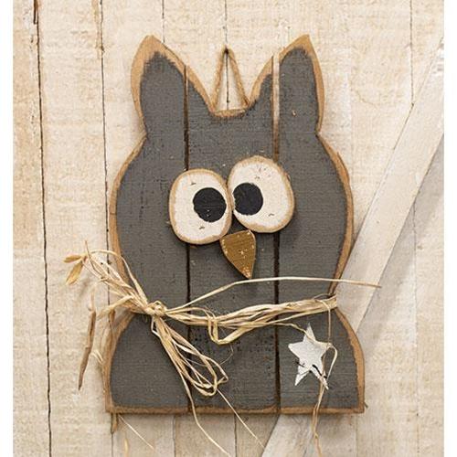 Rustic Wooden Hanging Owl w/Star