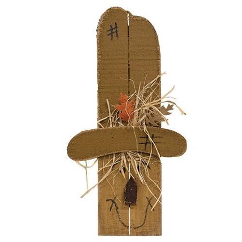 Rustic Wood Hanging Scarecrow w/Fall Leaves, 24"