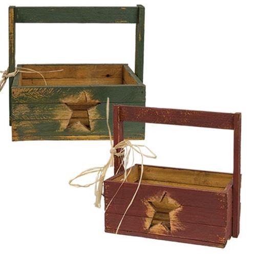 Distressed Wood Christmas Colors Star Cutout Tote, 2 Asstd. Sold Individually