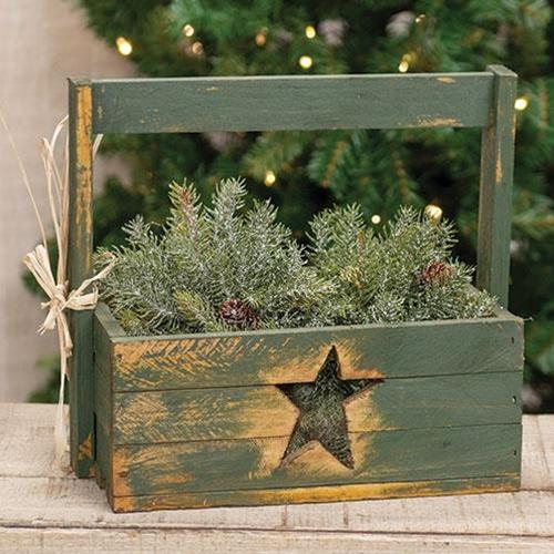 Distressed Wood Christmas Colors Star Cutout Tote, 2 Asstd. Sold Individually
