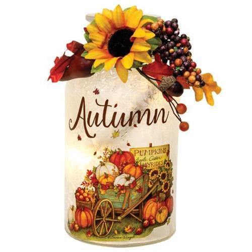 Lighted Frosted Fall Glass Bottle, 2 Asstd. Sold Individually - The Fox Decor