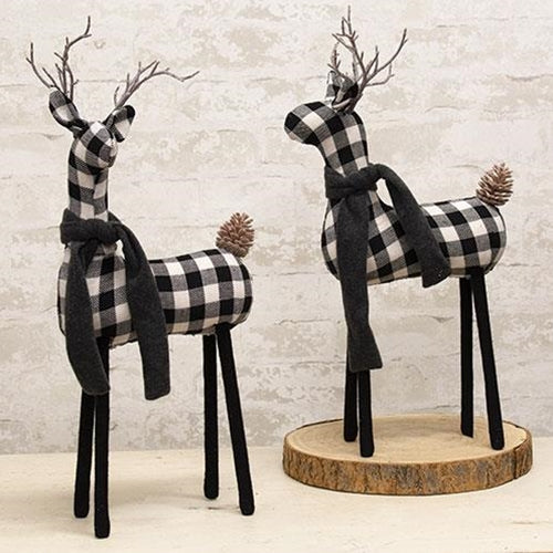 Black & White Plaid Deer, 20" H, 2 Asstd. Christmas Decor sold individually