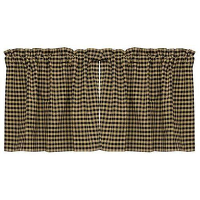 Black Check Tier Curtain Set of 2 24