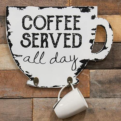 Coffee Served Cup Holder Sign