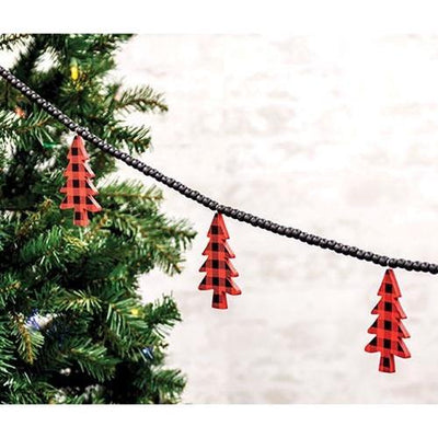 Buffalo Check Christmas Trees Beaded Garland