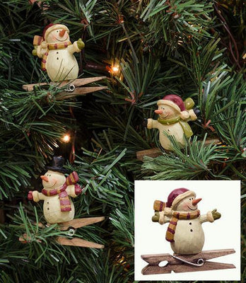 3/Set, Snowman Clip Ornaments