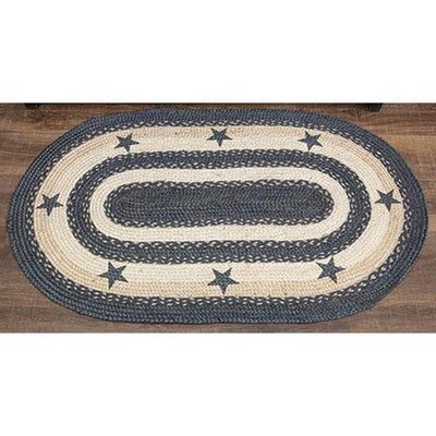 Primitive Pewter Star Braided Rug, 3'x5'