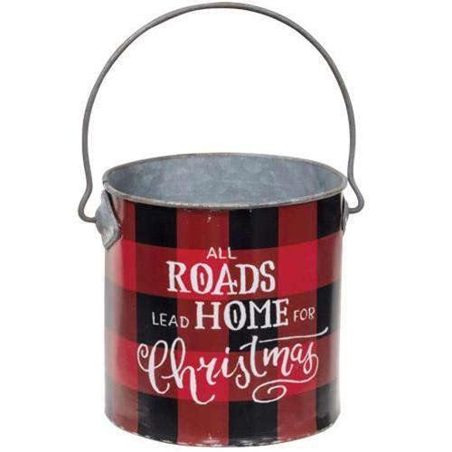 Home For Christmas Buffalo Check Bucket - The Fox Decor