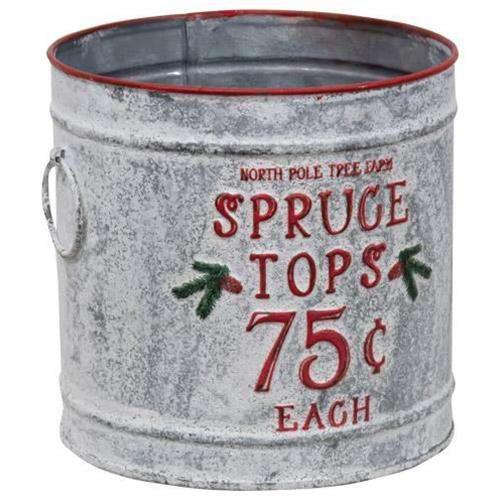 Spruce Tops Vintage Metal Bucket - The Fox Decor
