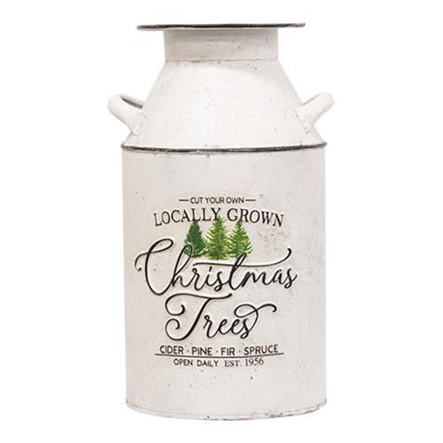 Locally Grown Christmas Trees Distressed Metal Milk Can