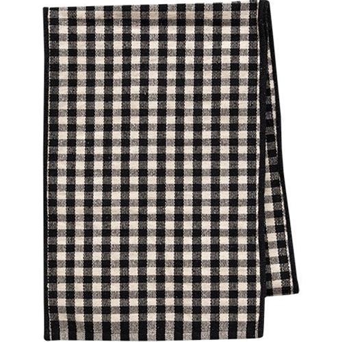 Black & White Check Recycled Woven Cotton Runner, 18" x 9ft