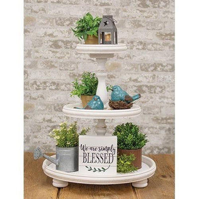 Shabby Chic Wooden Three-Tiered Tray