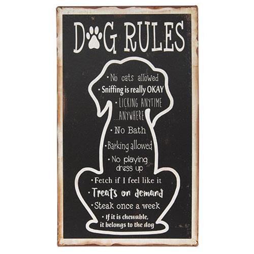 Dog Rules Metal Sign