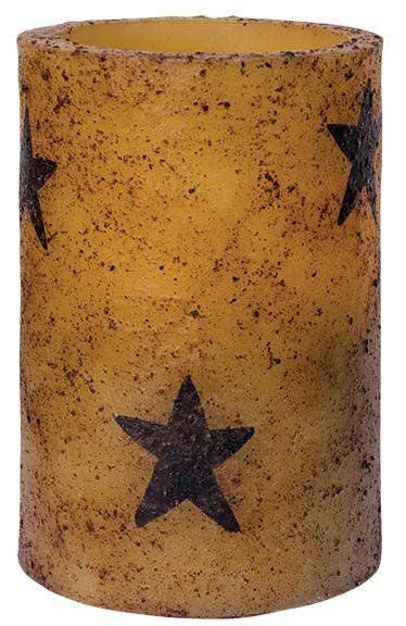 4" Burnt Ivory Star Timer Pillar Candle - The Fox Decor