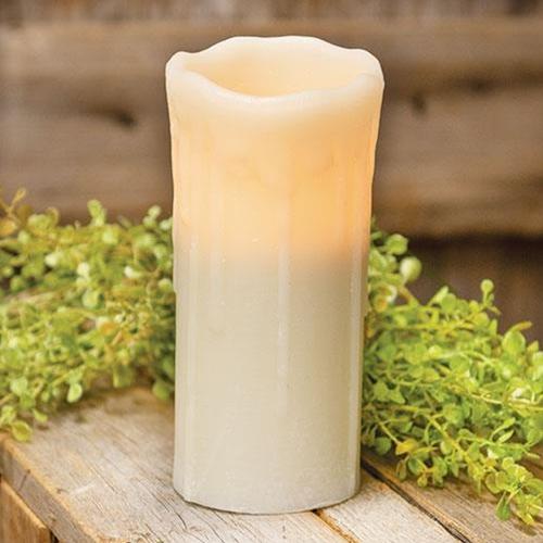 White Dripped Pillar Candle, 7 inch