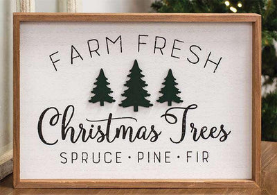 Farm Fresh Christmas Trees Framed Wall Sign