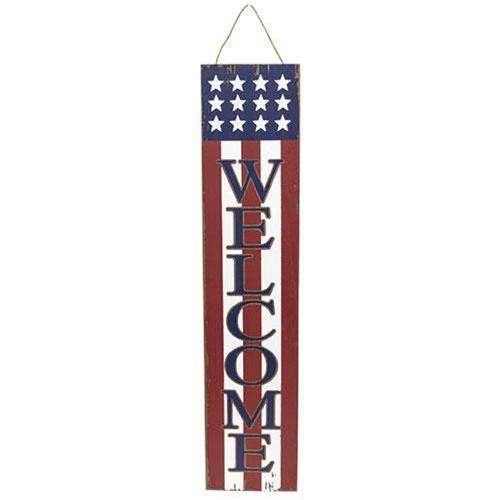Patriotic Wooden Porch Sign, "Welcome"
