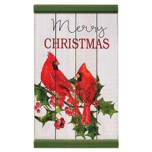 Christmas Cardinals Wood Sign - The Fox Decor