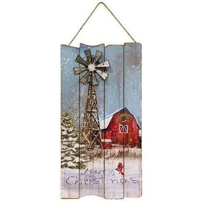 Metal Windmill Christmas Barn Sign