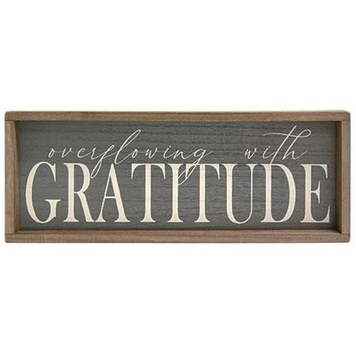 Overflowing With Gratitude Weathered Framed Sign