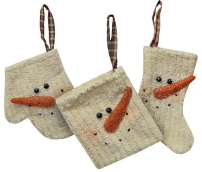 Chenille Snowman Ornament, 3 Asstd. Sold Individually