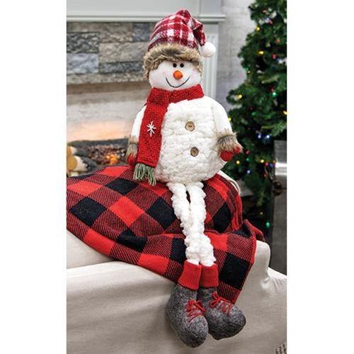 Dangle Leg Plush Snowman w/Plaid Scarf & Hat - The Fox Decor