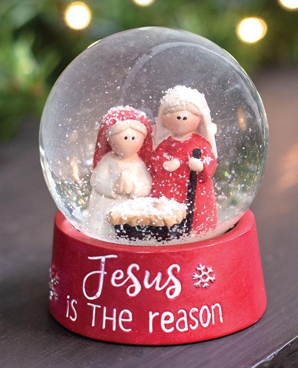 Jesus is the Reason Snow Globe w/Holy Family - The Fox Decor