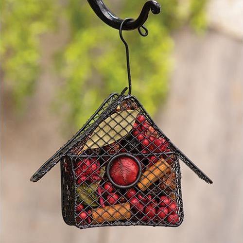 Wire Birdhouse Ornament w/Strawberry Bliss Potpourri - The Fox Decor
