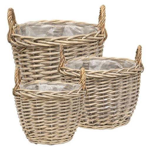 3/Set, Graywashed Willow Gathering Baskets