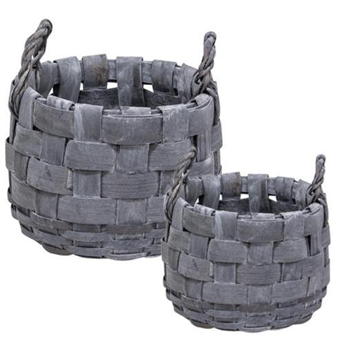 2/Set, Natural Gathering Baskets w/Rope Handles