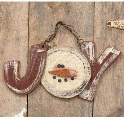 Distressed Hanging Snowman Joy Sign