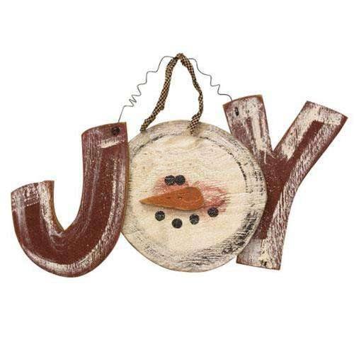 Distressed Hanging Snowman Joy Sign - The Fox Decor
