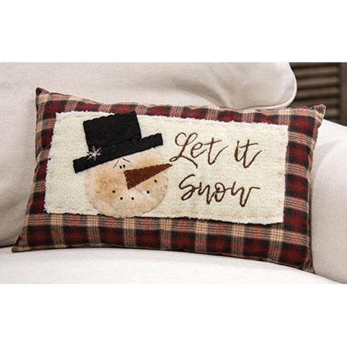 Let It Snow Lodge Pillow Red, Green, & Tan Plaid Fabric - The Fox Decor