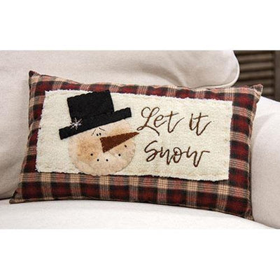 Let It Snow Lodge Pillow Red, Green, & Tan Plaid Fabric