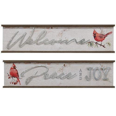 2/set Wood & Galvanized Christmas Sign