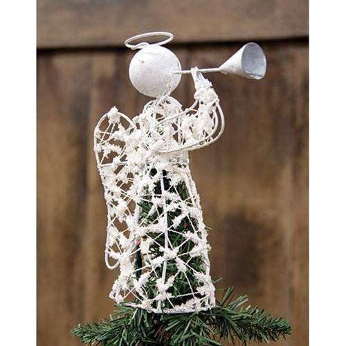 White Glitter Angel Tree Topper - The Fox Decor