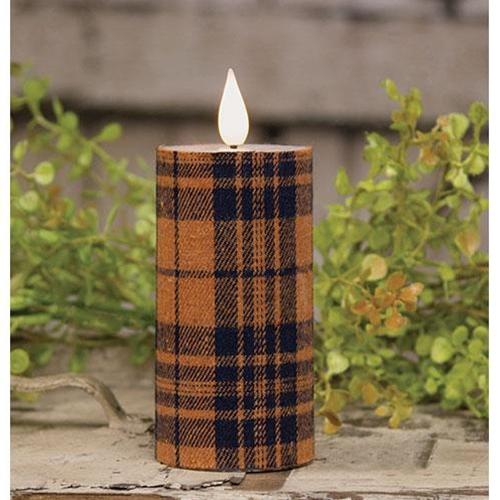 Fall Plaid Realistic Flame LED Votive, 4"