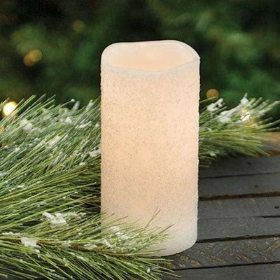 White Frosty Timer Pillar Candle, 3