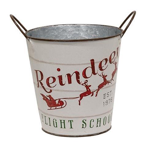 Reindeer Flight School Galvanized Metal  Bucket