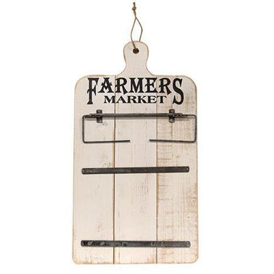 Farmers Market Wooden Wall Piece with Metal Metal Arms