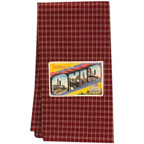 Greetings From Ohio Red Dish Towel - The Fox Decor