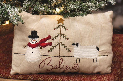 Snowman & Sheep Believe Decorative Christmas Pillow, 6