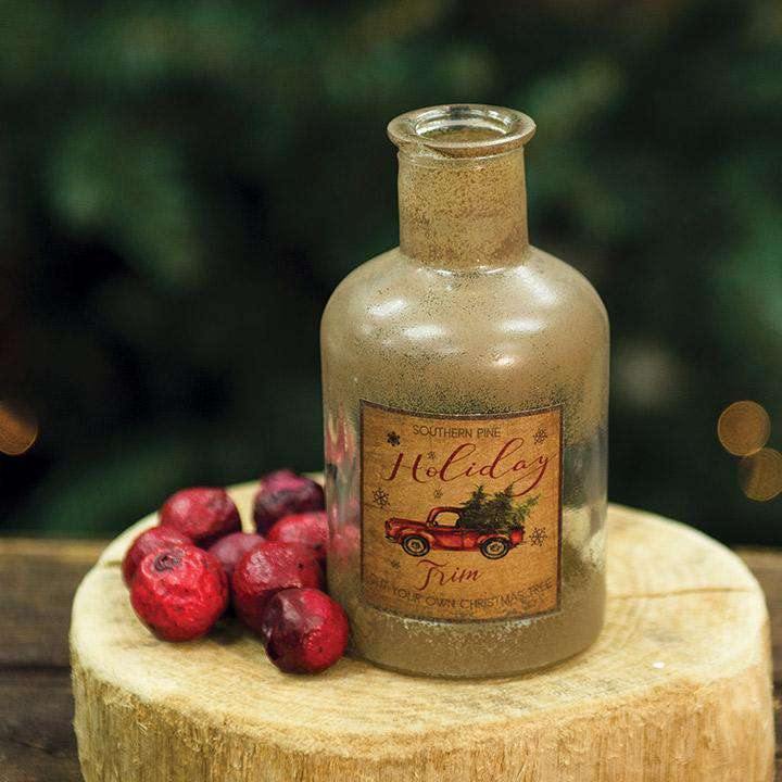 Holiday Trim Antiqued Bottle, Christmas Decor - The Fox Decor